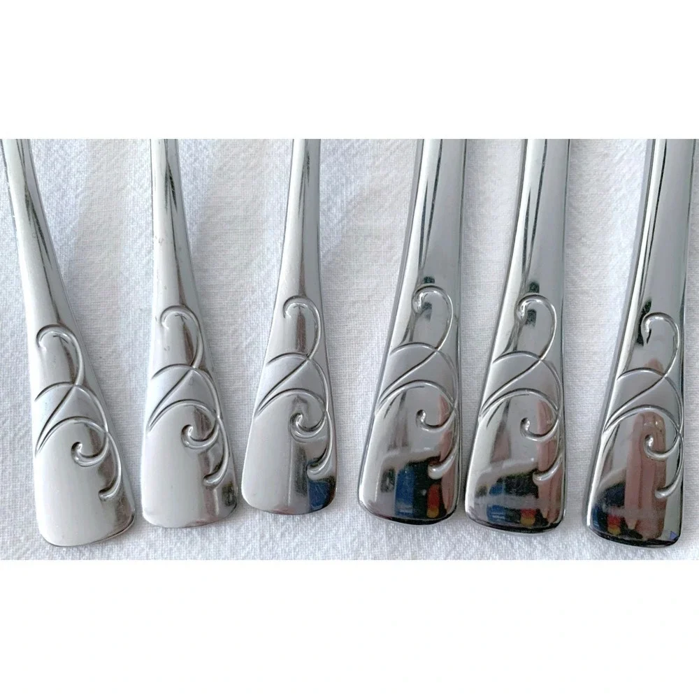 6 Oneida SERIF Design Stainless Steel Flatware 3 Knives 3‎ Table/Soup Spoons NOS
